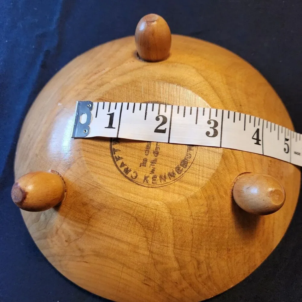 Vintage Kennebunk Maine Craftwood Co. Wood Bowl 7 inches fruit or nut bowl